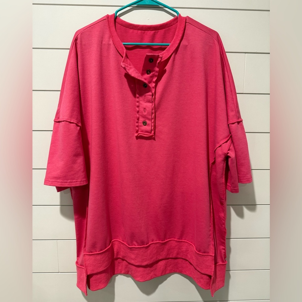 Pink Button-Up Short Sleeve Shirt